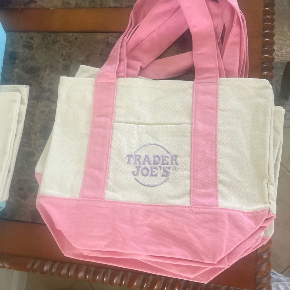 Trader Joe’s spring Canvas Pink Mini Tote Bag New